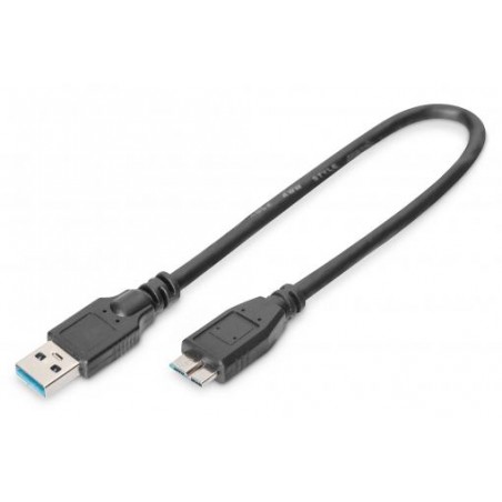 Kabel połączeniowy USB 3.0 SuperSpeed Typ USB A/microUSB B M/M czarny 0,5m AK-300117-005-S Assmann