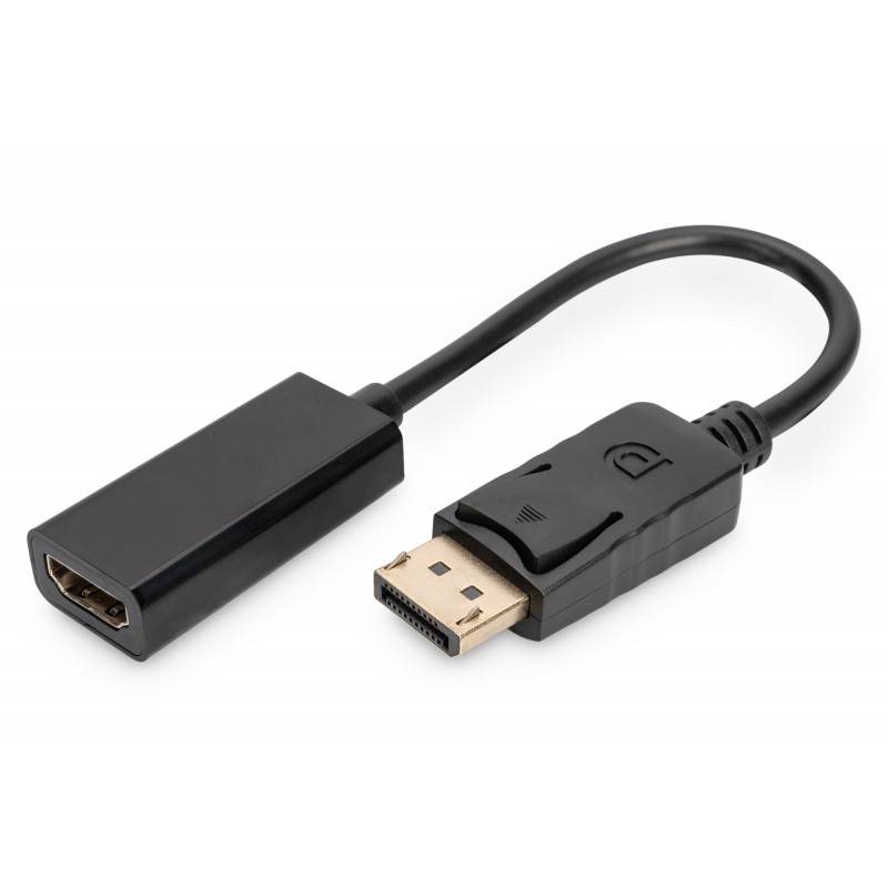 Kabel adapter Displayport 1.1a z zatrzaskiem Typ DP/HDMI A M/Ż czarny 0,15m AK-340400-001-S Assmann