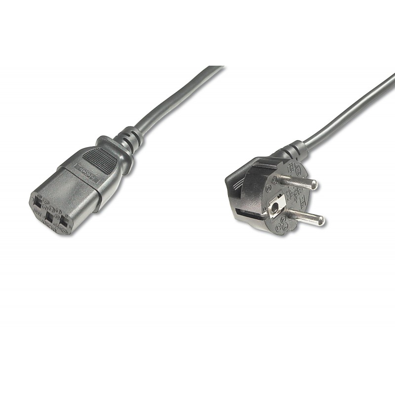 Kabel połączeniowy zasilający Typ Schuko kątowy/IEC C13 M/Ż czarny 0,8m AK-440109-008-S Assmann