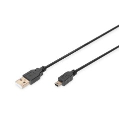 Kabel połączeniowy USB 2.0 HighSpeed "Canon" Typ USB A/miniUSB B (5pin) M/M czarny 1,8m AK-300130-018-S Assmann