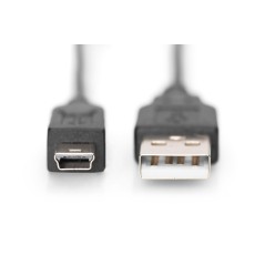 Kabel połączeniowy USB 2.0 HighSpeed "Canon" Typ USB A/miniUSB B (5pin) M/M czarny 1,8m AK-300130-018-S Assmann