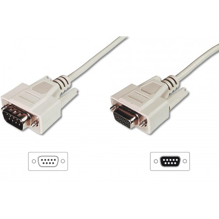Kabel przedłużający RS232 1:1 Typ DSUB9/DSUB9 M/Ż szary 3m AK-610203-030-E Assmann