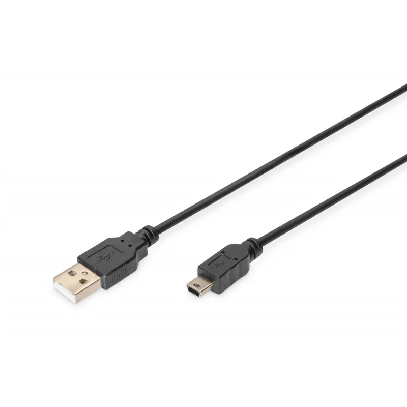 Kabel połączeniowy USB 2.0 HighSpeed "Canon" Typ USB A/miniUSB B (5pin) M/M czarny 3m AK-300130-030-S Assmann