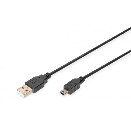 Kabel połączeniowy USB 2.0 HighSpeed "Canon" Typ USB A/miniUSB B (5pin) M/M czarny 3m AK-300130-030-S Assmann