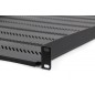 półka 19" 1U głębokość 550mm czarny (RAL 9005) z podporą (śruby w kpl) TN-19-550-1U-BK