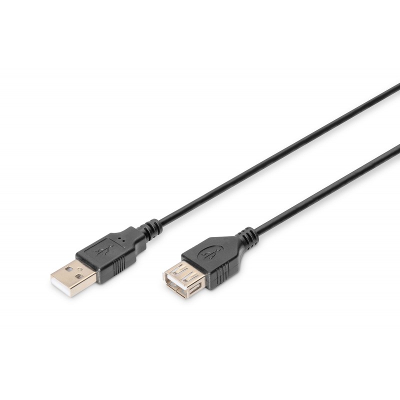 Kabel przedłużający USB 2.0 HighSpeed Typ USB A/USB A M/Ż czarny 1,8m AK-300200-018-S Assmann