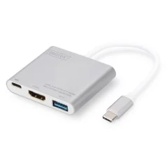 Kabel-Adapter USB3.0 do HDMI Ultra HD adapter graficzny, z portem ładowania typu C DA-70838 Digitus