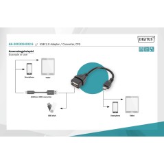 Kabel adapter USB 2.0 HighSpeed OTG Typ microUSB B/USB A M/Ż czarny 0,2m AK-300309-002-S Assmann