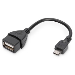 Kabel adapter USB 2.0 HighSpeed OTG Typ microUSB B/USB A M/Ż czarny 0,2m AK-300309-002-S Assmann