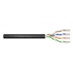 Kabel instalacyjny DIGITUS zewnętrzny suchy kat.5e, U/UTP, Fca, AWG 24/1, PE, 50m, czarny DK-1511-V-05-OD