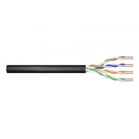 Kabel instalacyjny DIGITUS zewnętrzny suchy kat.5e, U/UTP, Fca, AWG 24/1, PE, 50m, czarny DK-1511-V-05-OD