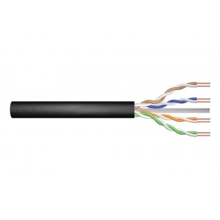 Kabel instalacyjny DIGITUS zewnętrzny suchy kat.6, U/UTP, Fca, AWG 24/1, PE, 50m, czarny DK-1611-V-05-OD