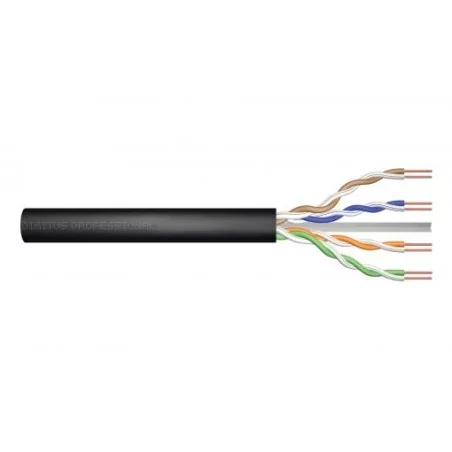 Kabel instalacyjny DIGITUS zewnętrzny suchy kat.6, U/UTP, Fca, AWG 24/1, PE, 500m, czarny DK-1611-V-5-OD