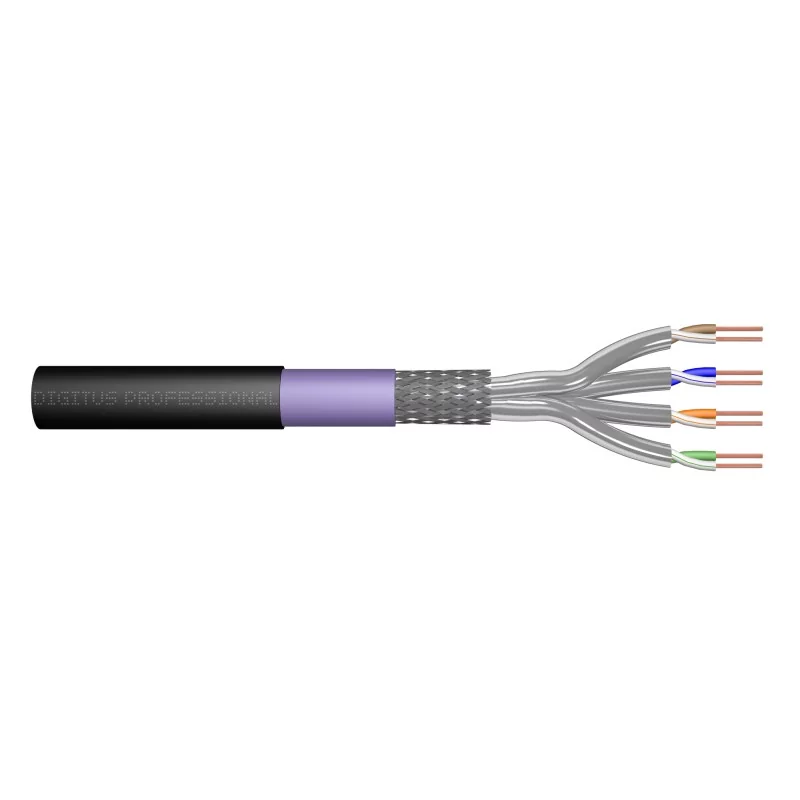 Kabel instalacyjny DIGITUS zewnętrzny suchy kat.7, S/FTP, Eca, AWG 23/1, PE/LSOH, 1000m, czarny DK-1741-VH-10-OD