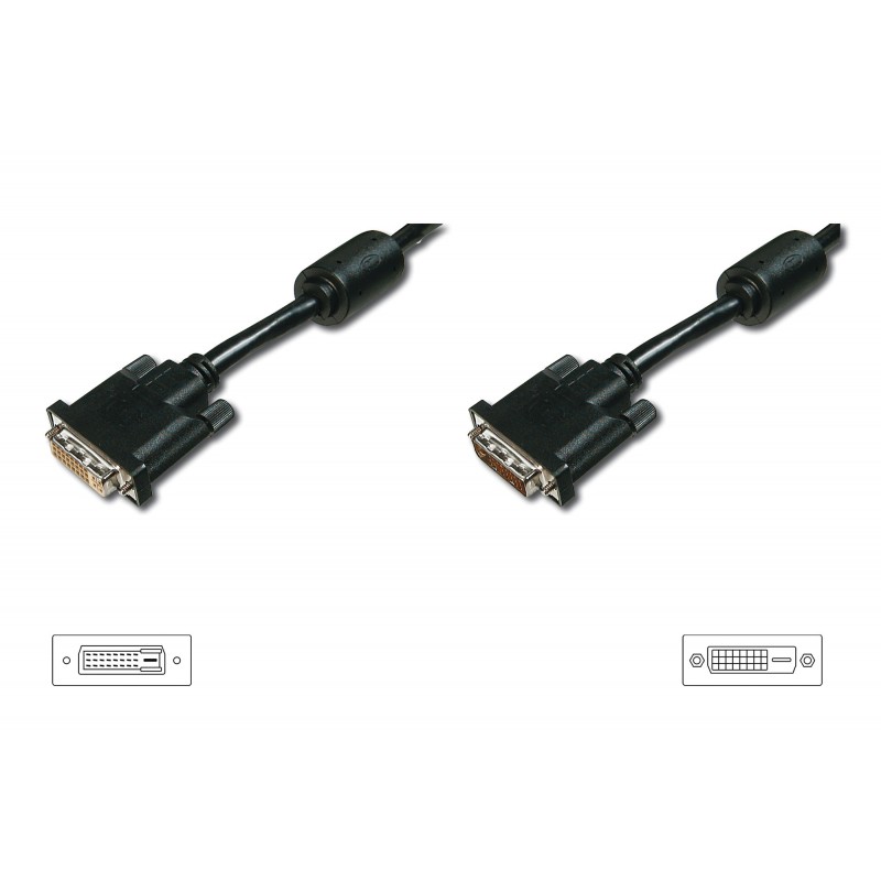Kabel przedłużający DVI-D DualLink Typ DVI-D (24+1)/DVI-D (24+1) M/Ż czarny 3m AK-320200-030-S Assmann