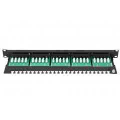Panel krosowy ISDN 19" 25x RJ45 (8P4C), LSA poziom, kat.3, nieekranowany, 1U, czarny DN-91325-1-B