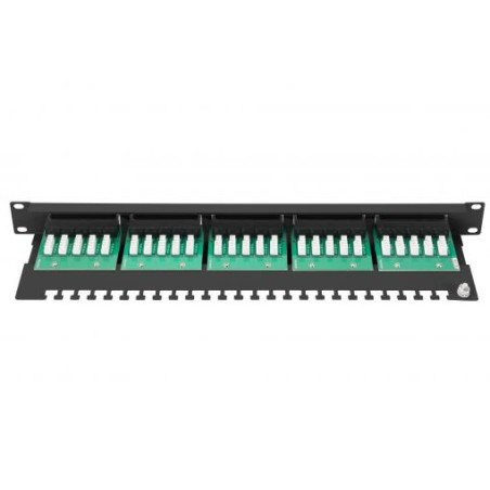 Panel krosowy ISDN 19" 25x RJ45 (8P4C), LSA poziom, kat.3, nieekranowany, 1U, czarny DN-91325-1-B
