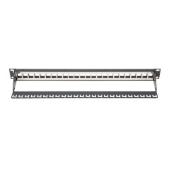 Panel krosowy modularny 19" 24x keystone, ekranowany, 1U, czarny, prowadnica kabli  DN-91412
