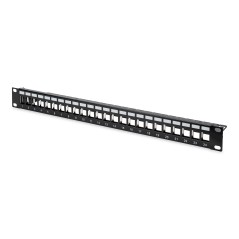 Panel krosowy modularny 19" 24x keystone, ekranowany, 1U, czarny, prowadnica kabli  DN-91412