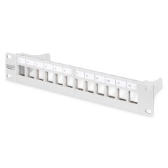 Panel krosowy modularny 10" 12x keystone, ekranowany, 1U, szary, prowadnica kabli  DN-91419