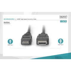 Kabel połączeniowy HDMI 1.3 HighSpeed Typ HDMI A/HDMI C M/M czarny 2m AK-330106-020-S Assmann