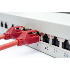 Panel krosowy 19'' 24x RJ45, LSA poziom, kat.6A, ekranowany, 1U, szary, prowadnica kabli DN-91624S-EA