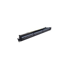 Panel krosowy 19'' 24x RJ45, LSA poziom, kat.6A, ekranowany, 1U, czarny, prowadnica kabli DN-91624S-EA-B