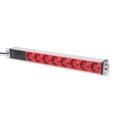 Listwa zasilająca PDU 19" Rack, 8x schuko czerwone, 2.0m, 1x wtyk C14, 10A DN-95410-R