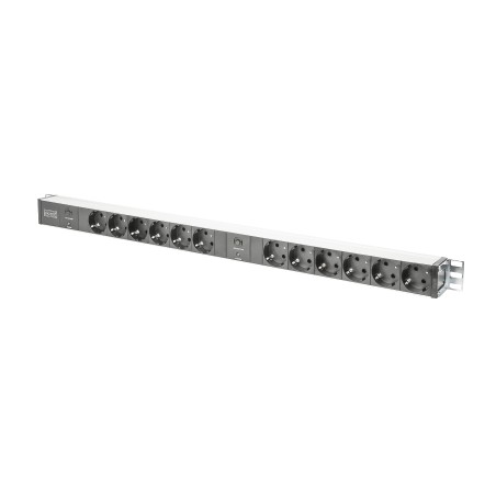 Listwa zasilająca pionowa PDU, 12x gniazdo schuko, 2x(2.0m, wtyk unischuko, 16A, zab. przeciążeniowe)  DN-95405
