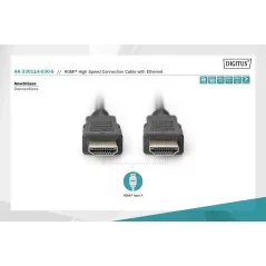 Kabel połączeniowy HDMI 1.4 HighSpeed z Ethernetem Typ HDMI A/HDMI A M/M czarny 3m AK-330114-030-S Assmann