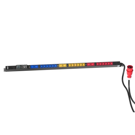 Listwa monitorująca pionowa, wtyk IEC 60309 32A/400V, gniazda 18xC13 10A/250V, 6xC19 16A/250V,32A DN-IP-V-5-18C13-6C19