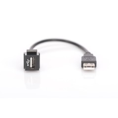 Moduł keystone USB 2.0 typ A z kablem 16 cm (gniazdo / wtyk), czarny, 1szt DN-93402