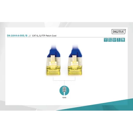 Kabel krosowy (patch cord) RJ45-RJ45, kat.6A, S/FTP, AWG 26/7, LSOH, 3m, niebieski DK-1644-A-030/B