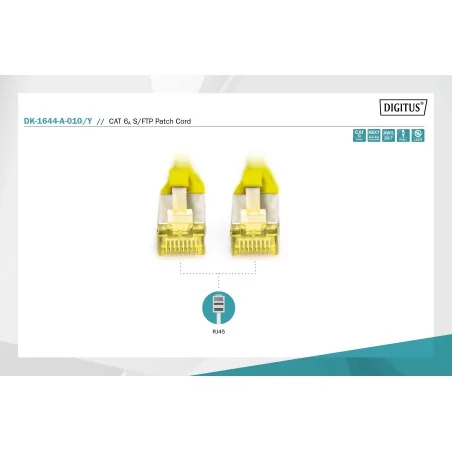 Kabel krosowy (patch cord) RJ45-RJ45, kat.6A, S/FTP, AWG 26/7, LSOH, 3m, żółty DK-1644-A-030/Y