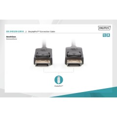 Kabel połączeniowy DisplayPort 1.1a z zatrzaskami Typ DP/DP M/M czarny 10m AK-340100-100-S Assmann