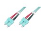 Kabel krosowy (patch cord) światłowodowy SC/SC, dplx, MM 50/125, OM3, LSOH, 1m, turkusowy DK-2522-01/3 Kabel krosowy (patch cord) światłowodowy SC/SC, dplx, MM 50/125, OM3, LSOH, 1m, turkusowy DK-2522-01/3
