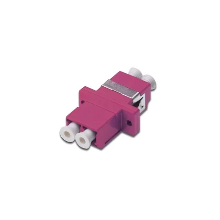 Adapter światłowodowy LC/LC, duplex, wielomodowy OM4, ceramiczna ferrula, różowy DN-96019-1