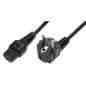 Kabel połączeniowy zasilający z blokadą IEC LOCK Schuko kątowy/C13 prosty M/Ż 2m czarny IEC-EL182S