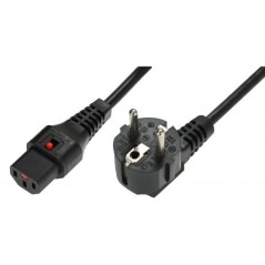 Kabel połączeniowy zasilający z blokadą IEC LOCK Schuko kątowy/C13 prosty M/Ż 3m czarny IEC-EL234S