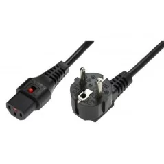 Kabel połączeniowy zasilający z blokadą IEC LOCK Schuko kątowy/C13 prosty M/Ż 5m czarny IEC-EL269S