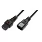 Kabel przedłużający zasilający z blokadą IEC LOCK 3x1mm2 C14/C13 prosty M/Ż 0,5m czarny IEC-PC1002