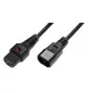 Kabel przedłużający zasilający z blokadą IEC LOCK 3x1mm2 C14/C13 prosty M/Ż 2m czarny IEC-PC1021