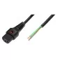 Kabel zasilający do zarobienia z blokadą IEC LOCK 3x1mm2 OPEN/C13 prosty Ż 4m czarny IEC-PC1026