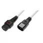 Kabel przedłużający zasilający z blokadą IEC LOCK 3x1mm2 C14/C13 prosty M/Ż 3m biały IEC-PC1076