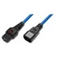 Kabel przedłużający zasilający z blokadą IEC LOCK 3x1mm2 C14/C13 prosty M/Ż 1m niebieski IEC-PC1086