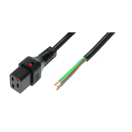 Kabel zasilający do zarobienia z blokadą IEC LOCK 3x1,5mm2 OPEN/C19 prosty Ż 2m czarny IEC-PC1174