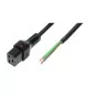 Kabel zasilający do zarobienia z blokadą IEC LOCK 3x1,5mm2 OPEN/C19 prosty Ż 3m czarny IEC-PC1175