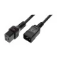 Kabel przedłużający zasilający z blokadą IEC LOCK 3x1,5mm2 C20 prosty/C19 prosty M/Ż 1m czarny IEC-PC1284