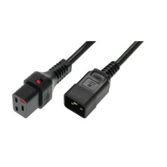 Kabel przedłużający zasilający z blokadą IEC LOCK 3x1,5mm2 C20 prosty/C19 prosty M/Ż 3m czarny IEC-PC1286
