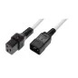 Kabel przedłużający zasilający z blokadą IEC LOCK 3x1,5mm2 C20 prosty/C19 prosty M/Ż 2m biały IEC-PC1299